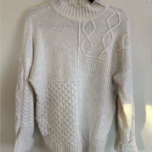 American Eagle Outfitters Cream Textured Turtleneck Sweater